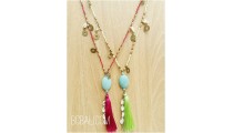 cowrie shells tassels necklaces bead stone